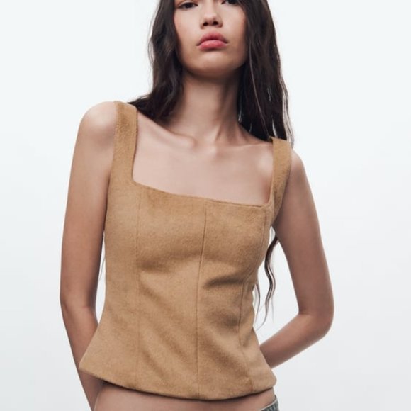 ZARA FAUX FUR TOP - Picture 1 of 7